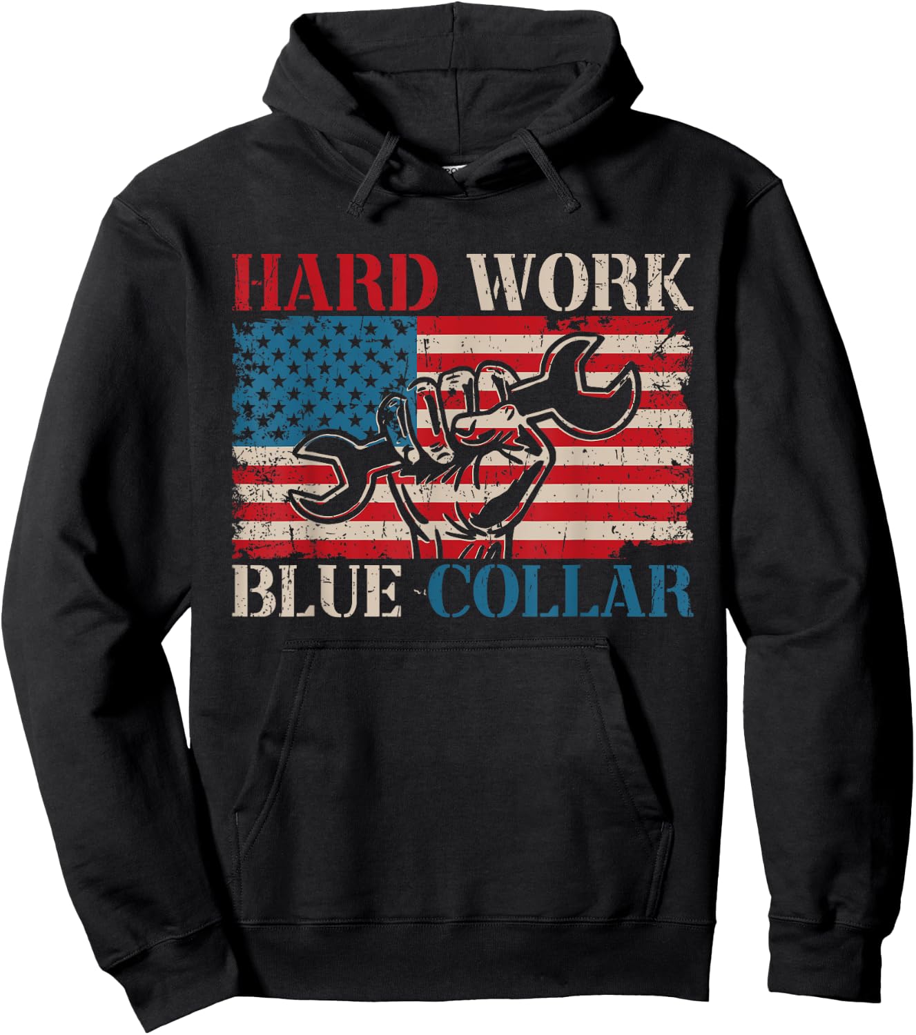 American Roughneck Mechanic Blue Collar Worker Hoodie - Hoodie | Black