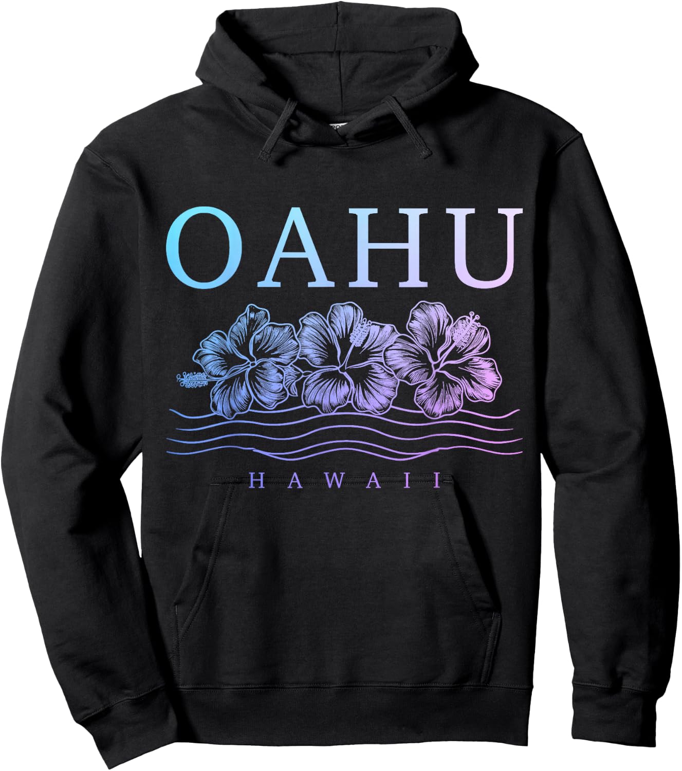 Oahu Hawaii Hawaiian Hibiscus Flowers Surfer Souvenir Hoodie - Hoodie | Black