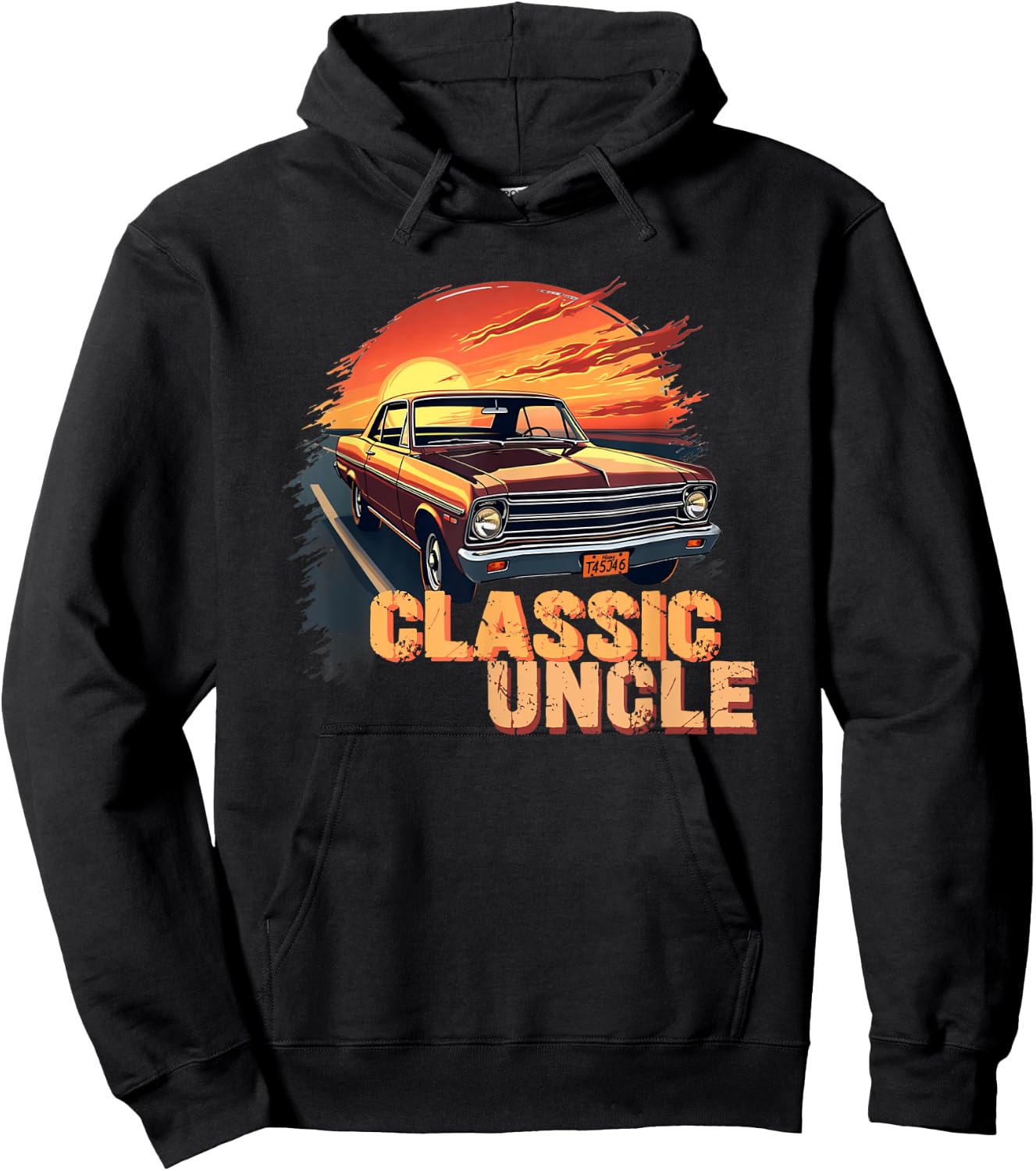 Funny Uncle Classic Car Uncle Saying Hoodie - Hoodie | Black
