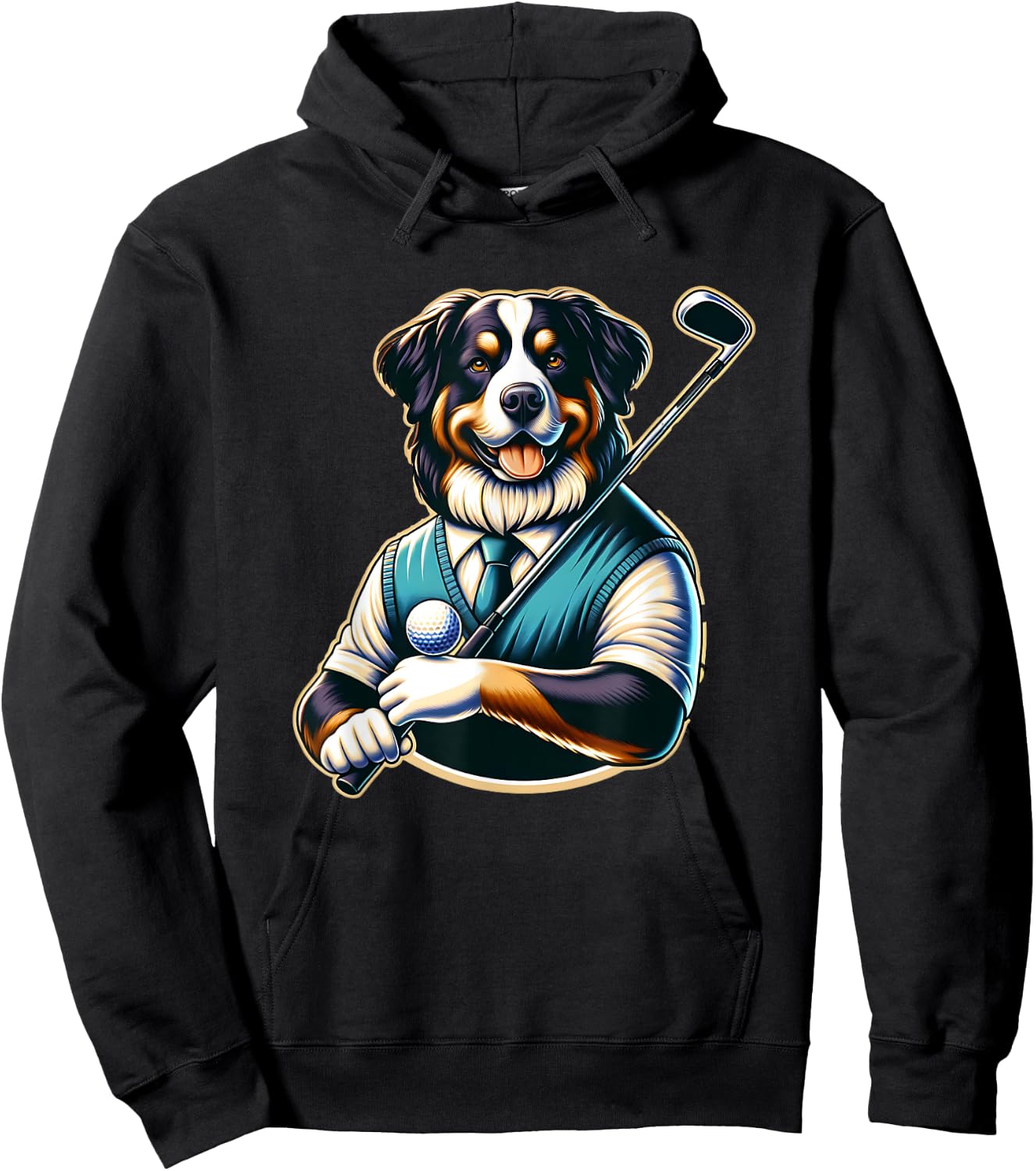 Funny Bernese Mountain Dog Golf Swing Sports Hoodie - Hoodie | Black