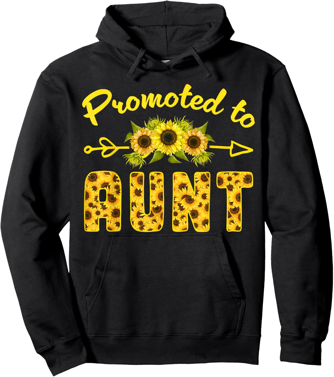 Promoted To Aunt 2025, Sunflower Pregnancy Announcement Aunt Hoodie - Hoodie | Black