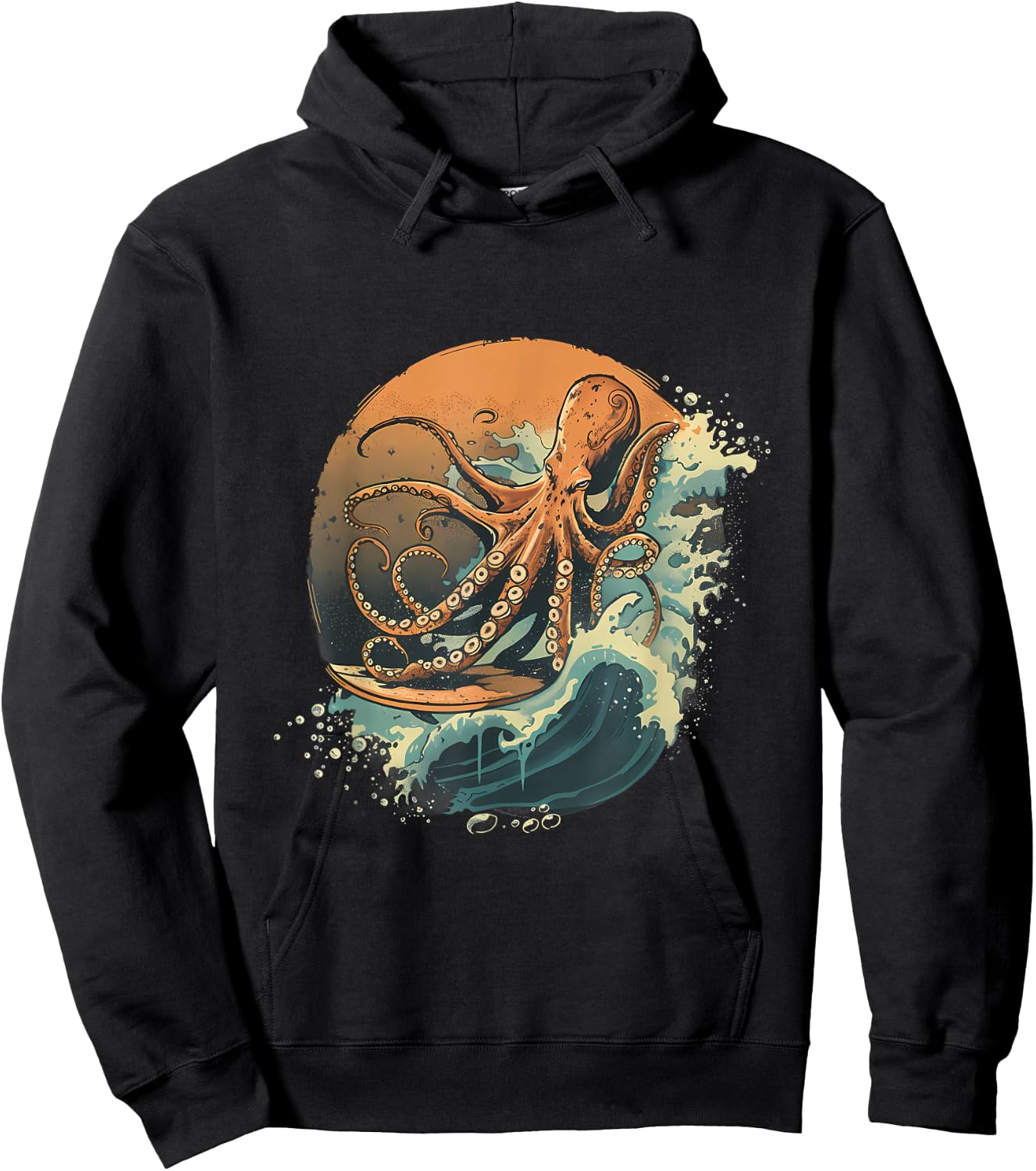 Cthulhu Ocean Sea Animal Octopus Lover Surfing Sea Monster Hoodie - Hoodie | Black