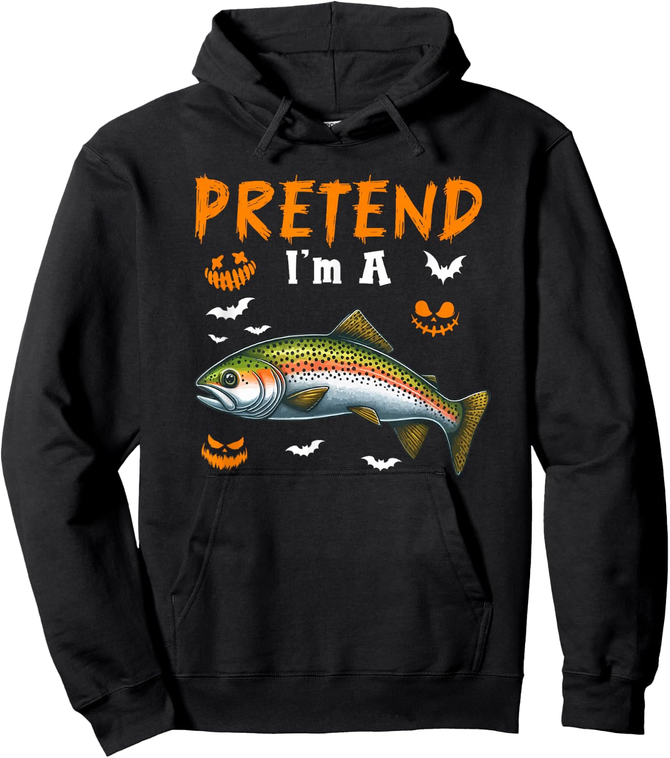 Pretend I'm A Trout Fish Halloween Costume Fishing Lover Hoodie - Hoodie | Black