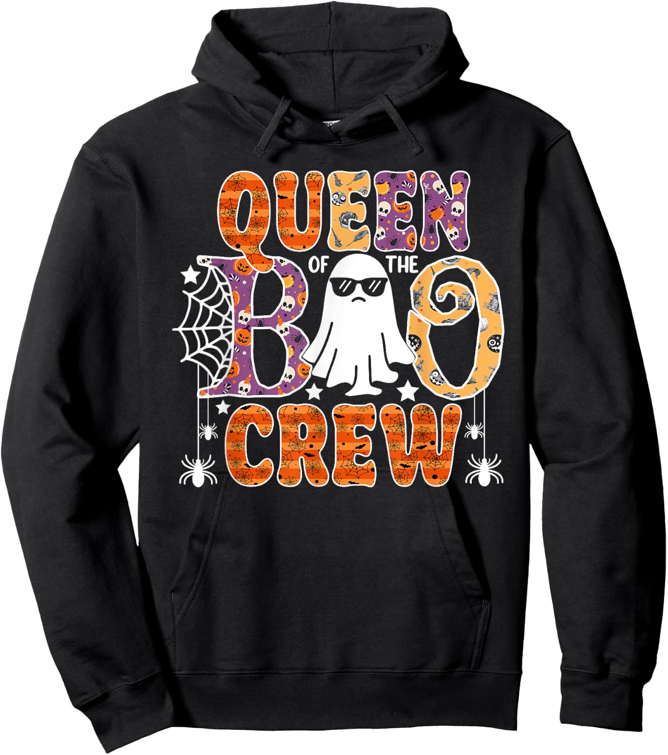Queen Of The Boo Crew Funny Halloween Family Matching Hoodie - Hoodie | Black