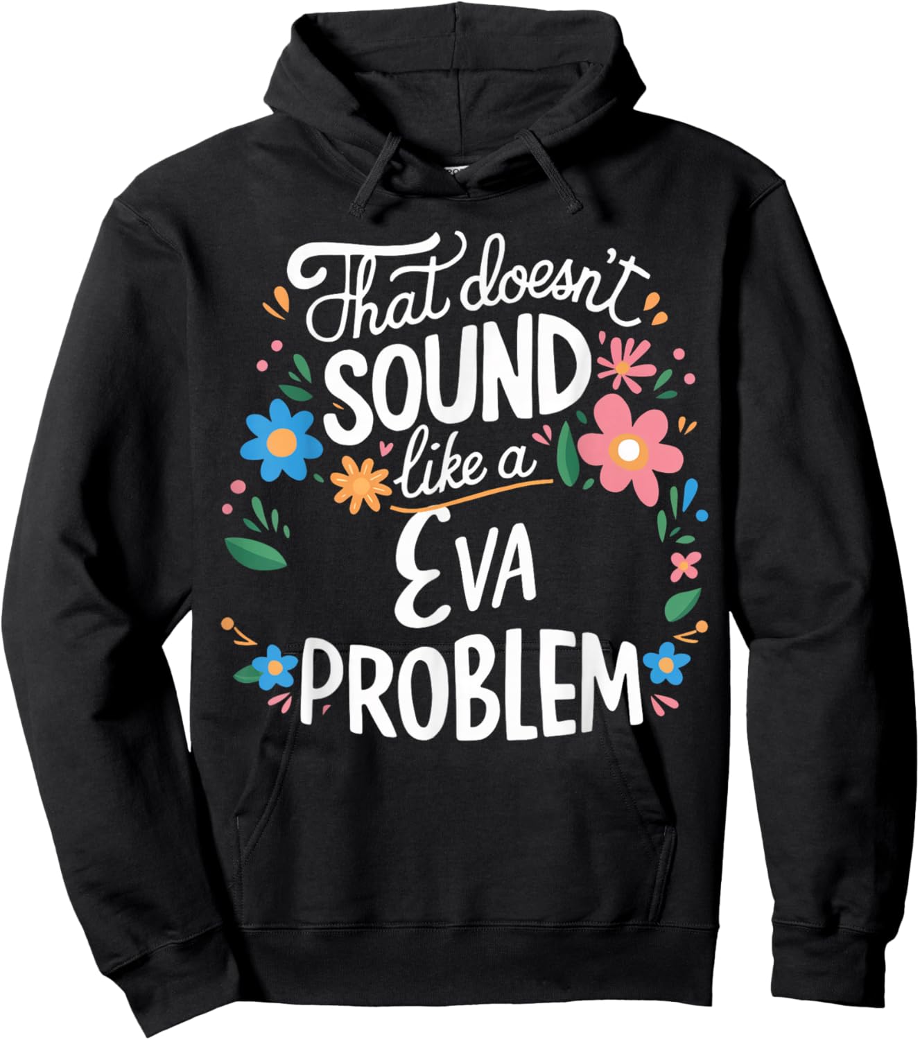 Eva Personalized Cute Flower Girls Eva Name Hoodie - Hoodie | Black