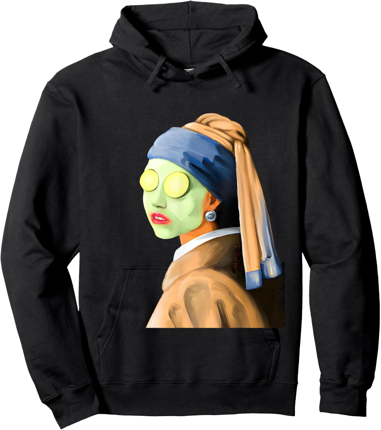 Girl with a Pearl Earring Face Mask by Johannes Vermeer Art Hoodie - Hoodie | Black