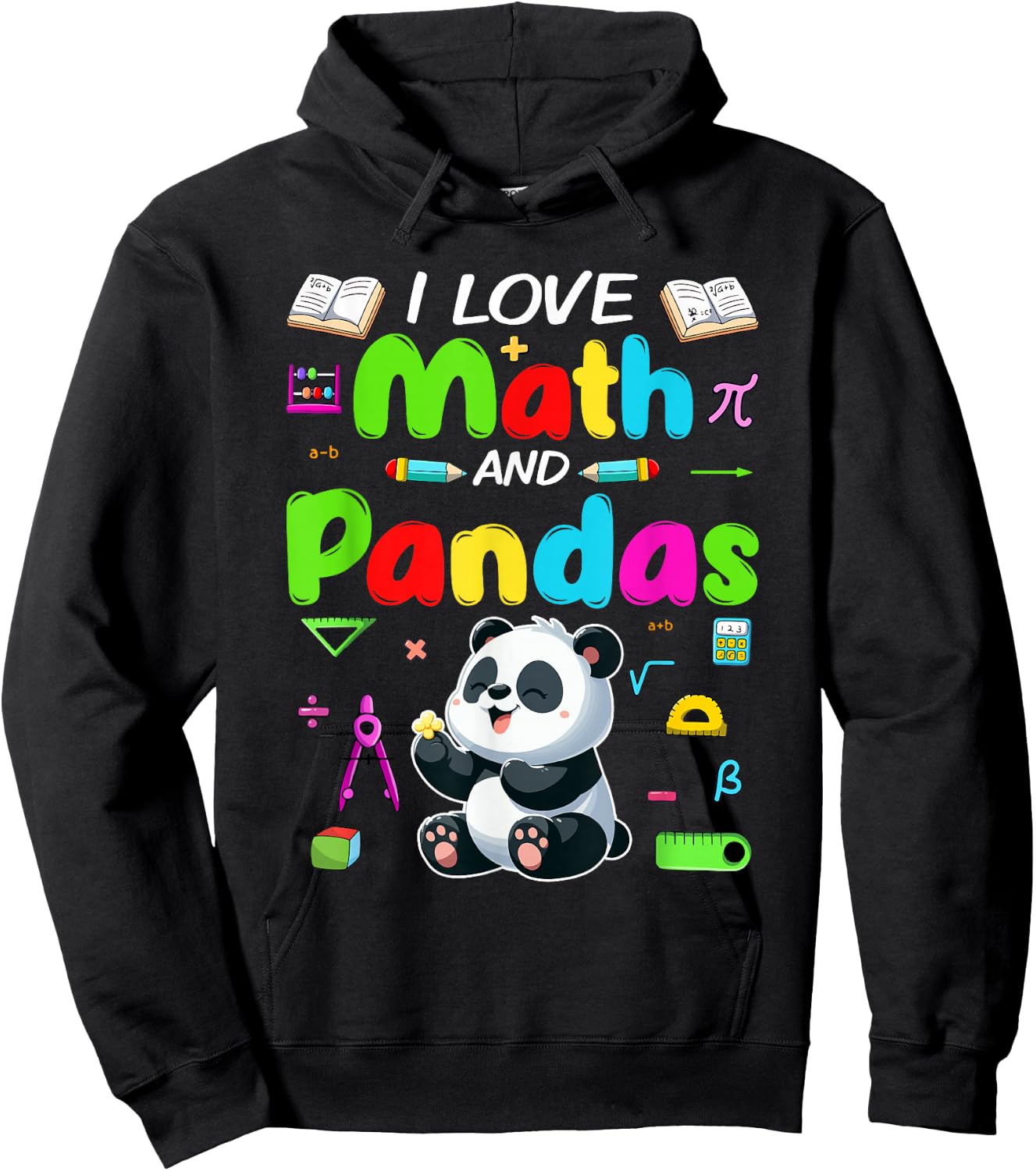 Love Math And Pandas Students Teachers Costume Colorful Hoodie - Hoodie | Black