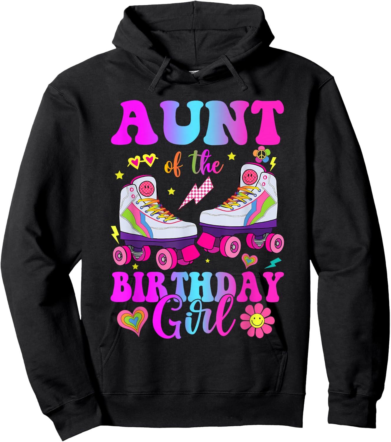 Let's Roll Aunt of the Birthday girl Roller Skate Birthday Hoodie - Hoodie | Black