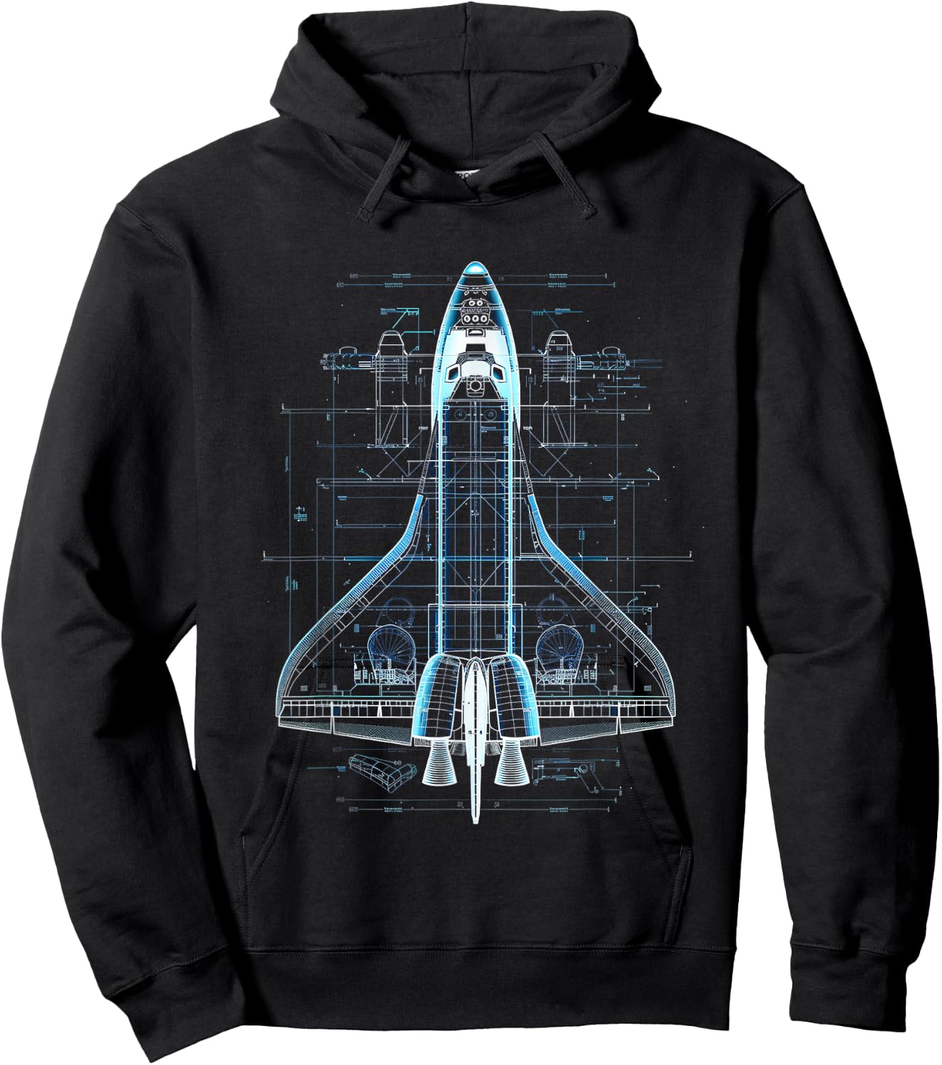 Space Shuttle Blueprint Hoodie - Hoodie | Black