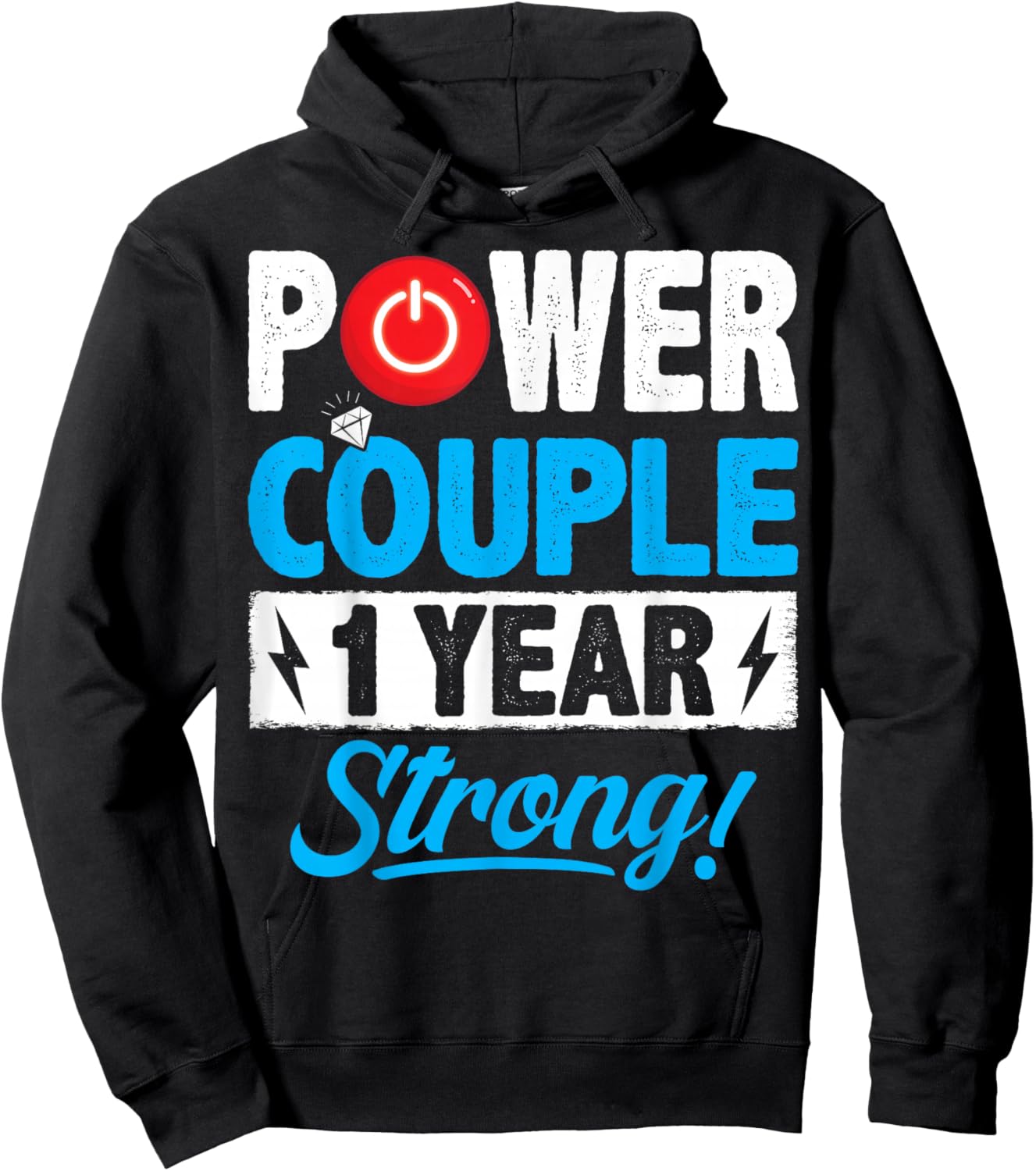 Power Couple Matching 1 Year Wedding Anniversary Hoodie - Hoodie | Black