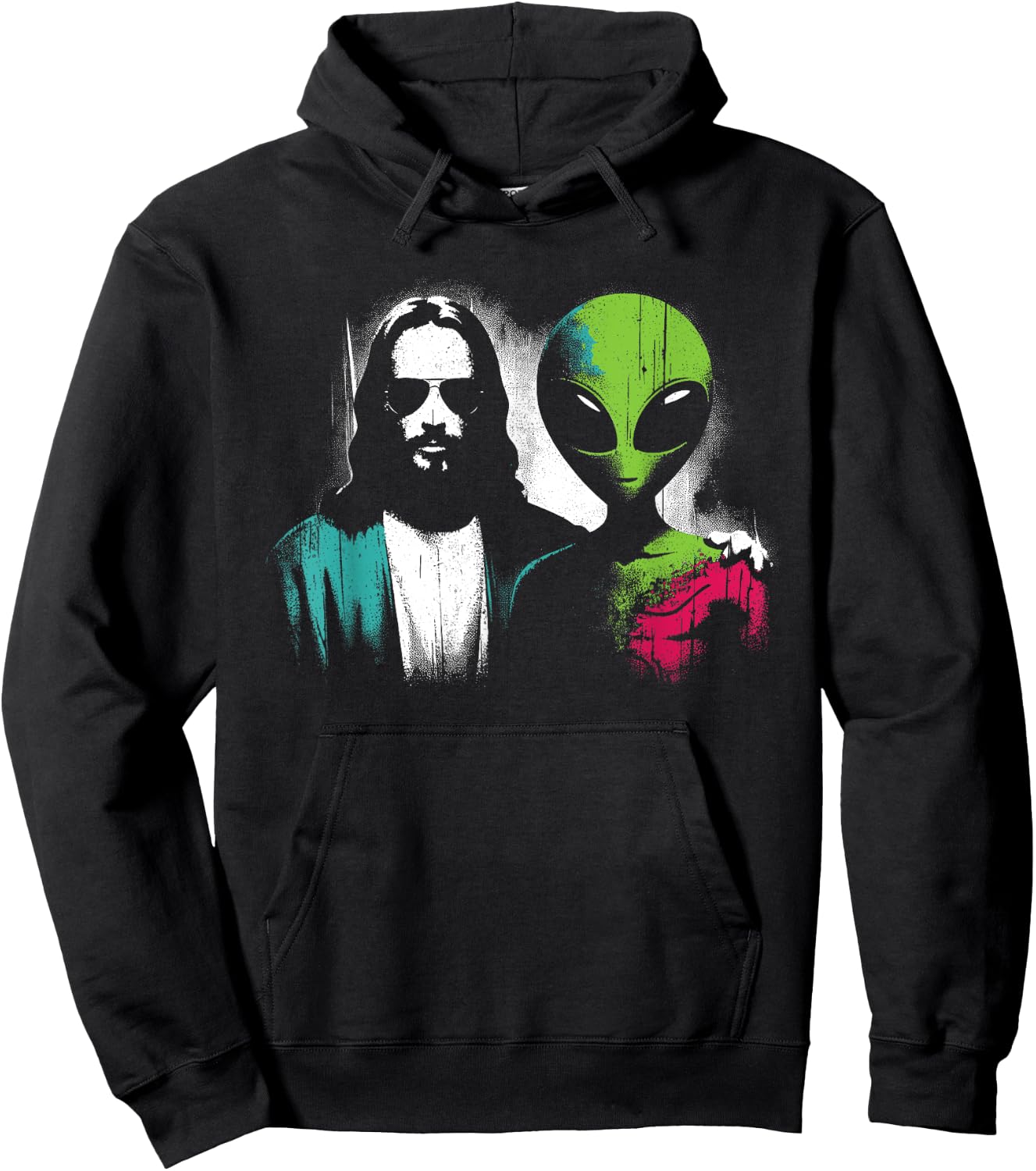 Jesus Alien Friends - Funny Christian Religious Alien UFO Hoodie - Hoodie | Black