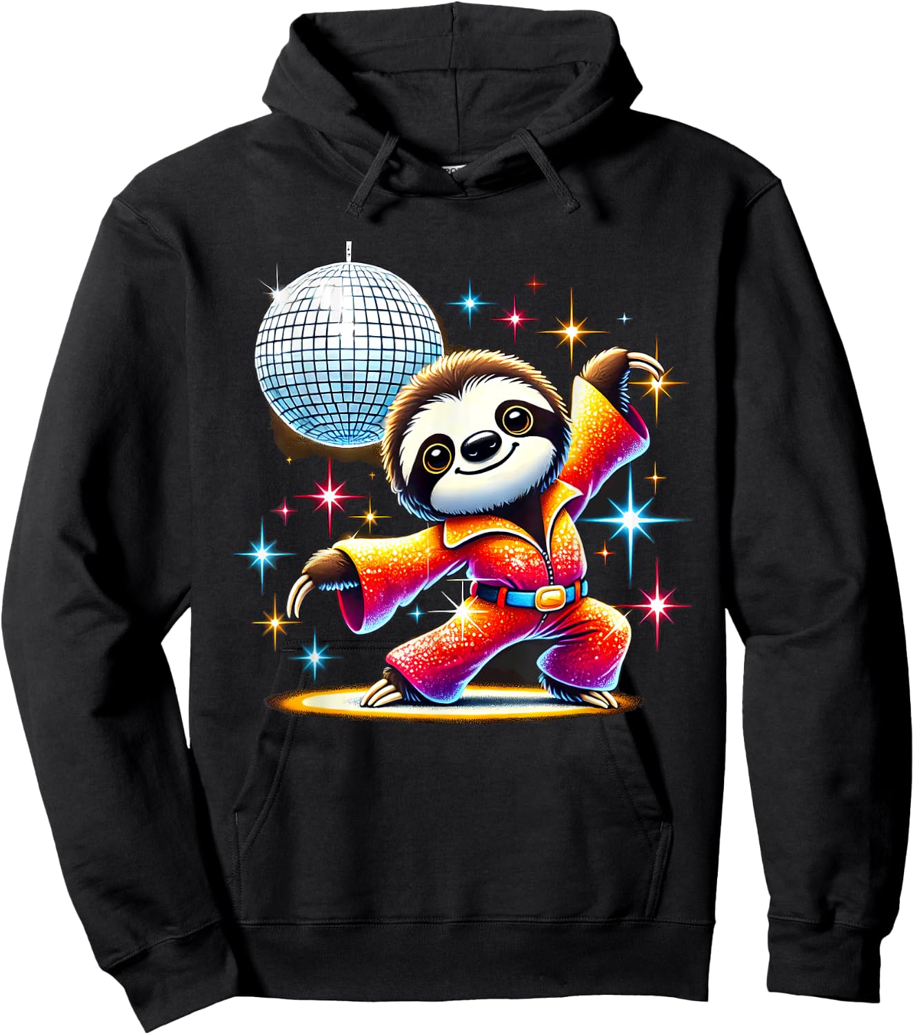 Aesthetic Sloth Disco Hoodie - Hoodie | Black