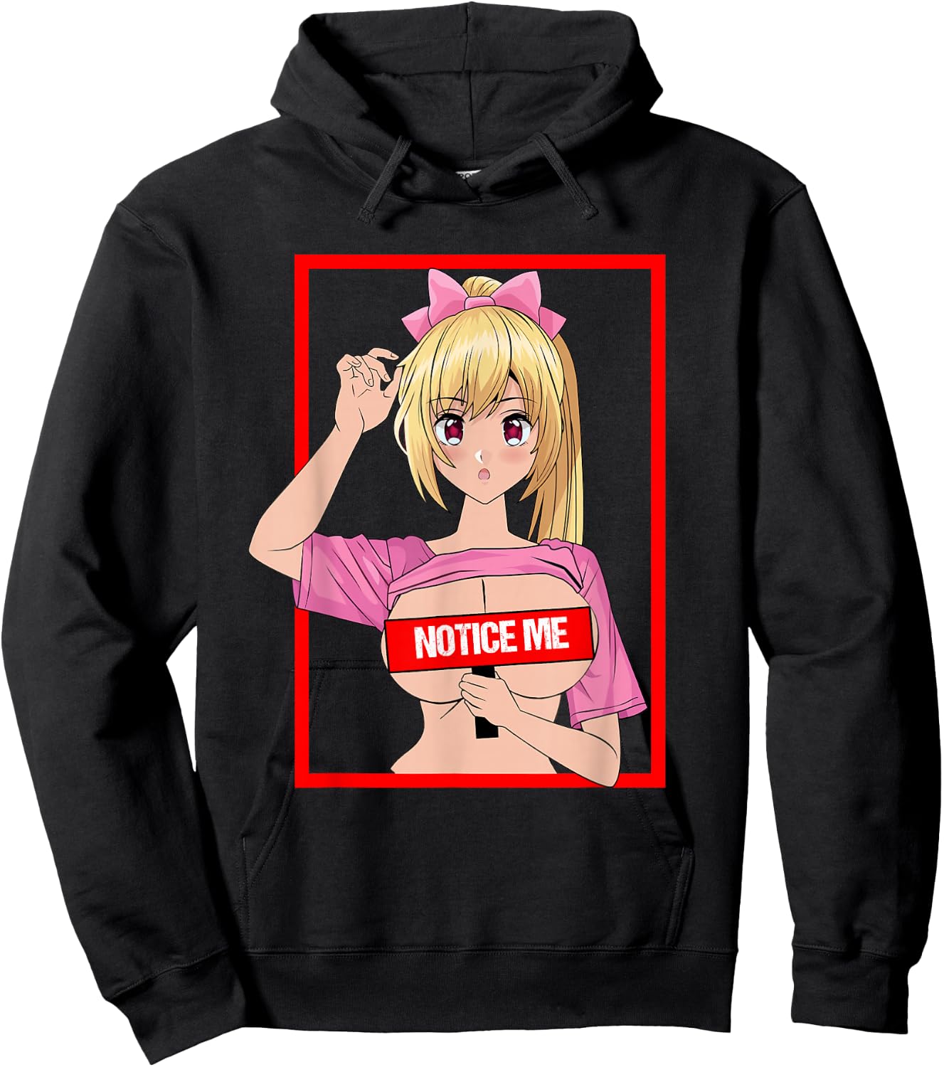 Sexy Big Breasts Cartoon Girl me Noticed Japan Anime Hoodie - Hoodie | Black