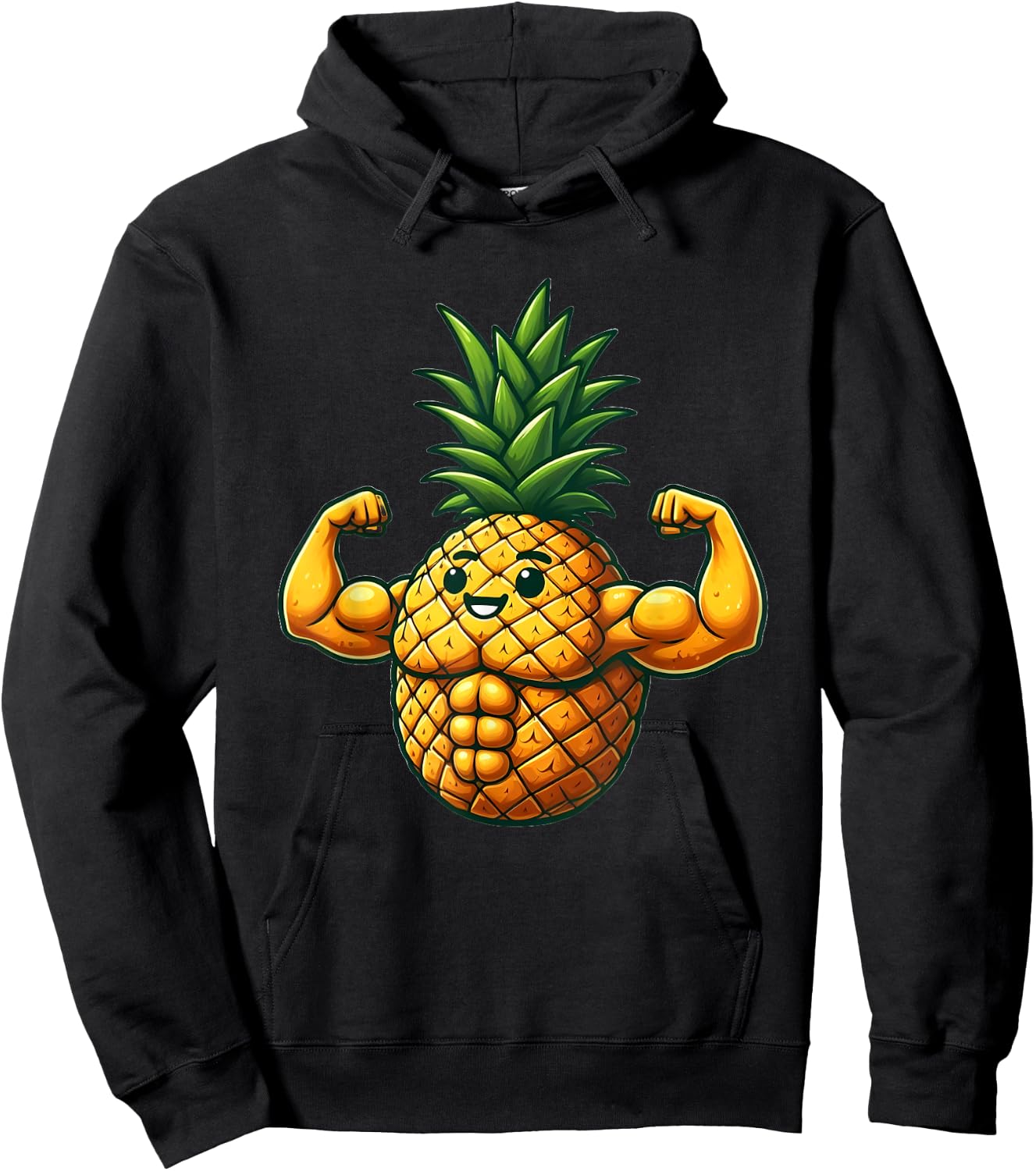 Funny Muscular Pineapple with Abs Hoodie - Hoodie | Black