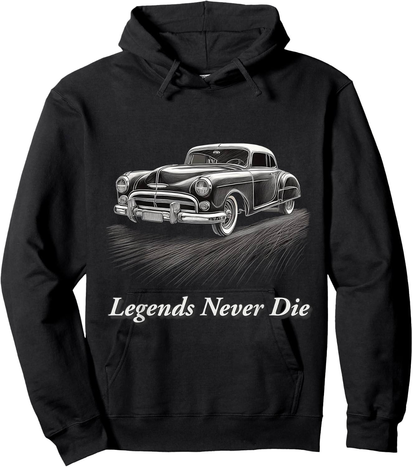 Legends Never Die Vintage Hot Rod Muscle Car Mechanic Hoodie - Hoodie | Black