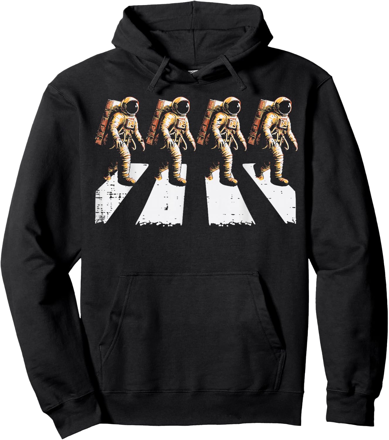 Astronaut Crossing Road Funny Space Crosswalk Men Women Kids Hoodie - Hoodie | Black