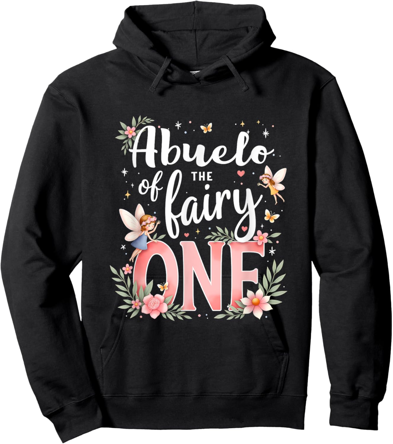 1st Birthday Magical Floral Grandpa Abuelo Of The Fairy One Hoodie - Hoodie | Black