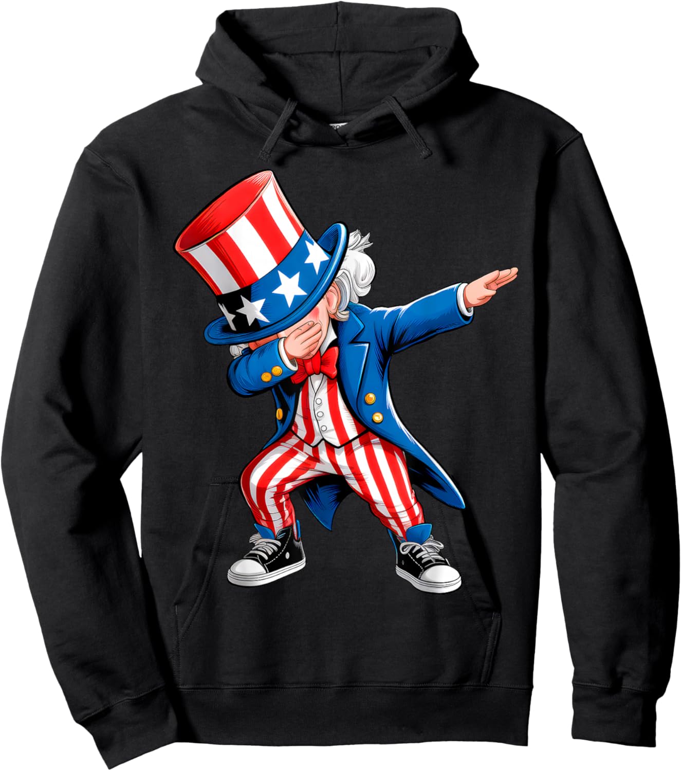 Dabbing Uncle Sam 4th of July Kids Boys Men Funny Dab Dance Hoodie - Hoodie | Black
