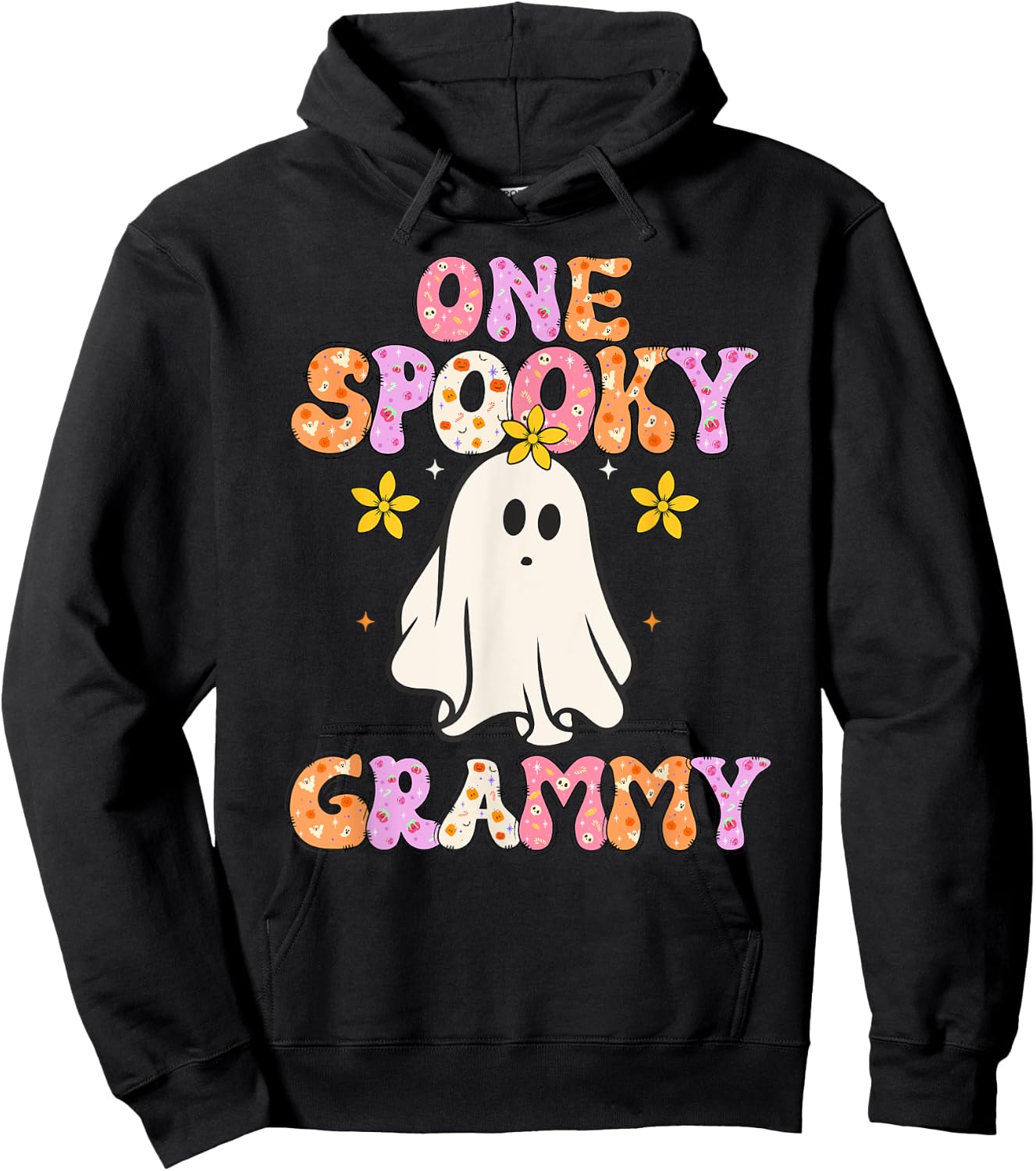 One Spooky Grammy Halloween Grandma Groovy Hoodie - Hoodie | Black