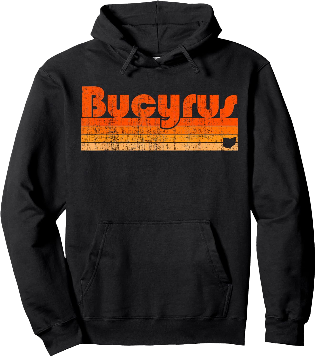 Bucyrus Ohio Retro 80s Style Hoodie - Hoodie | Black