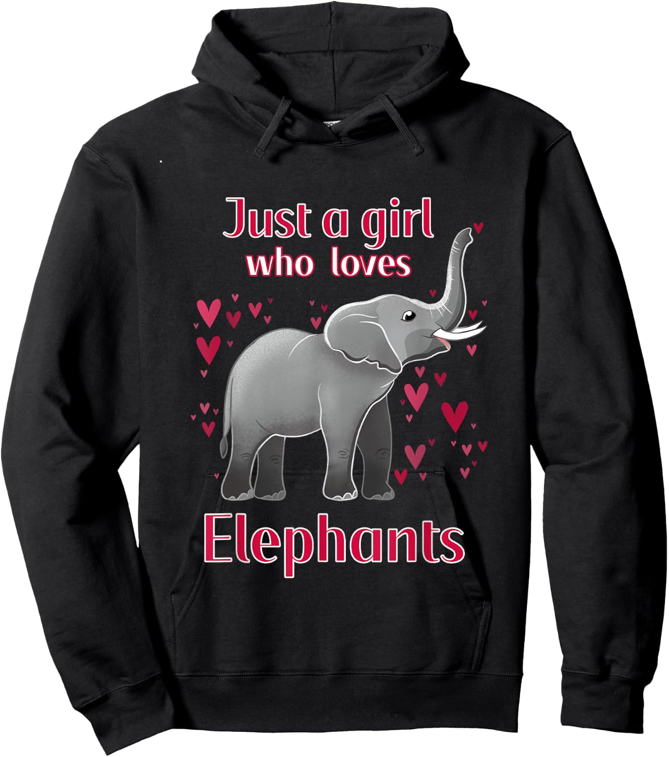 Just A Girl Who Loves Elephants Funny Elephant Lover Quote Hoodie - Hoodie | Black