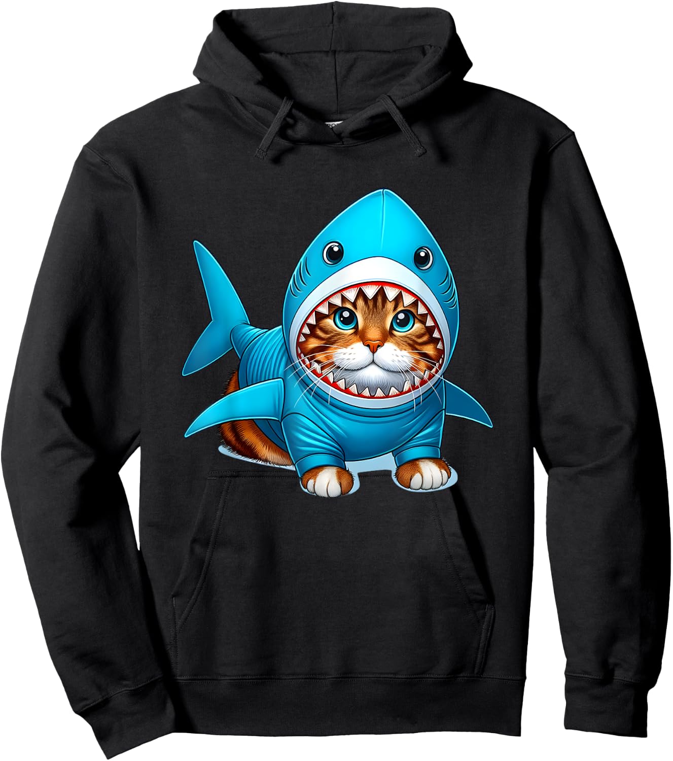 Cat in Shark Costume Women Kids Hoodie - Hoodie | Black