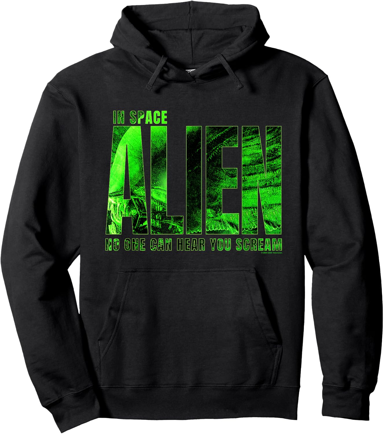 Aliens In Space No One Can Hear You Scream Chest Text Logo Hoodie - Hoodie | Black