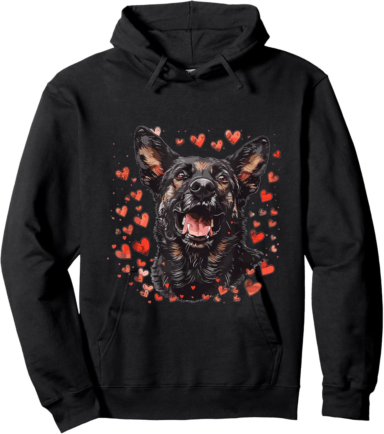 Dutch Shepherd Hearts Dog Breed Graphic Women Kids Hoodie - Hoodie | Black