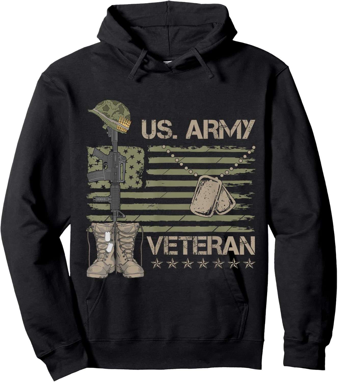 U.S. Army Veteran Flag Hoodie - Hoodie | Black