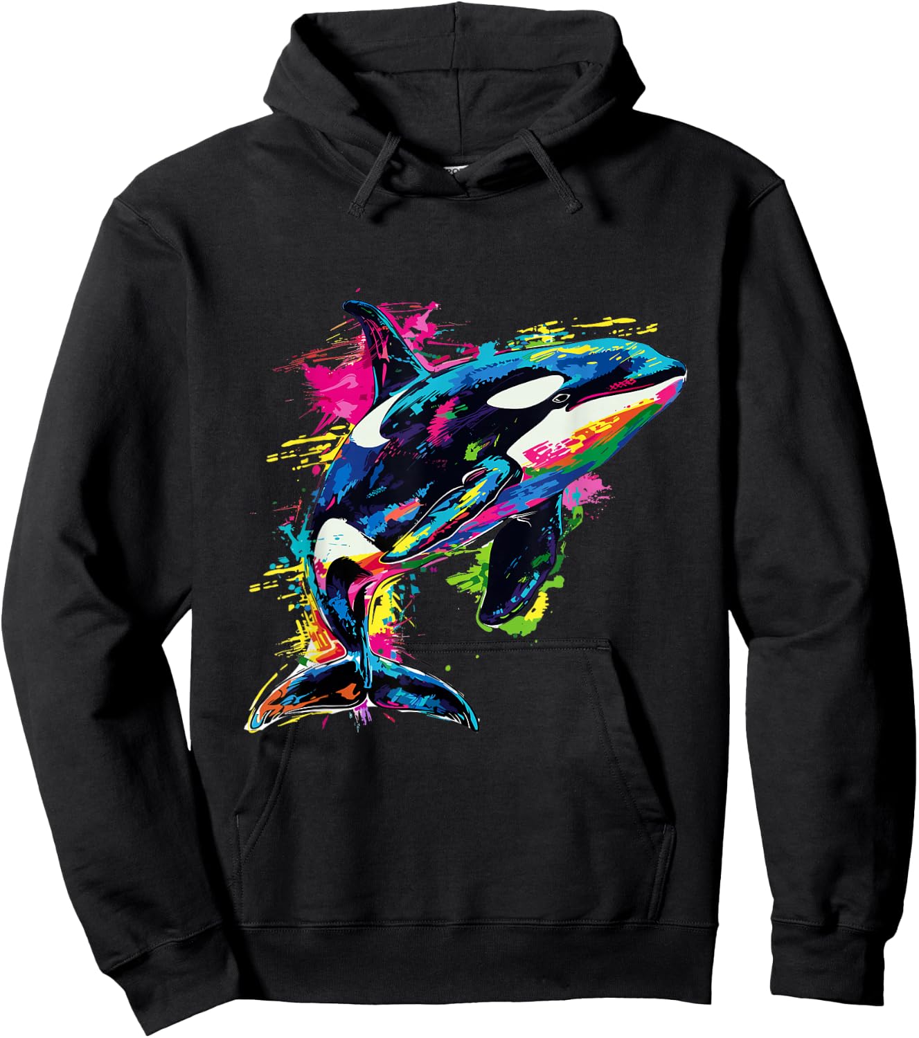 Orca Whale Pop Art Colorful Graphic Hoodie - Hoodie | Black