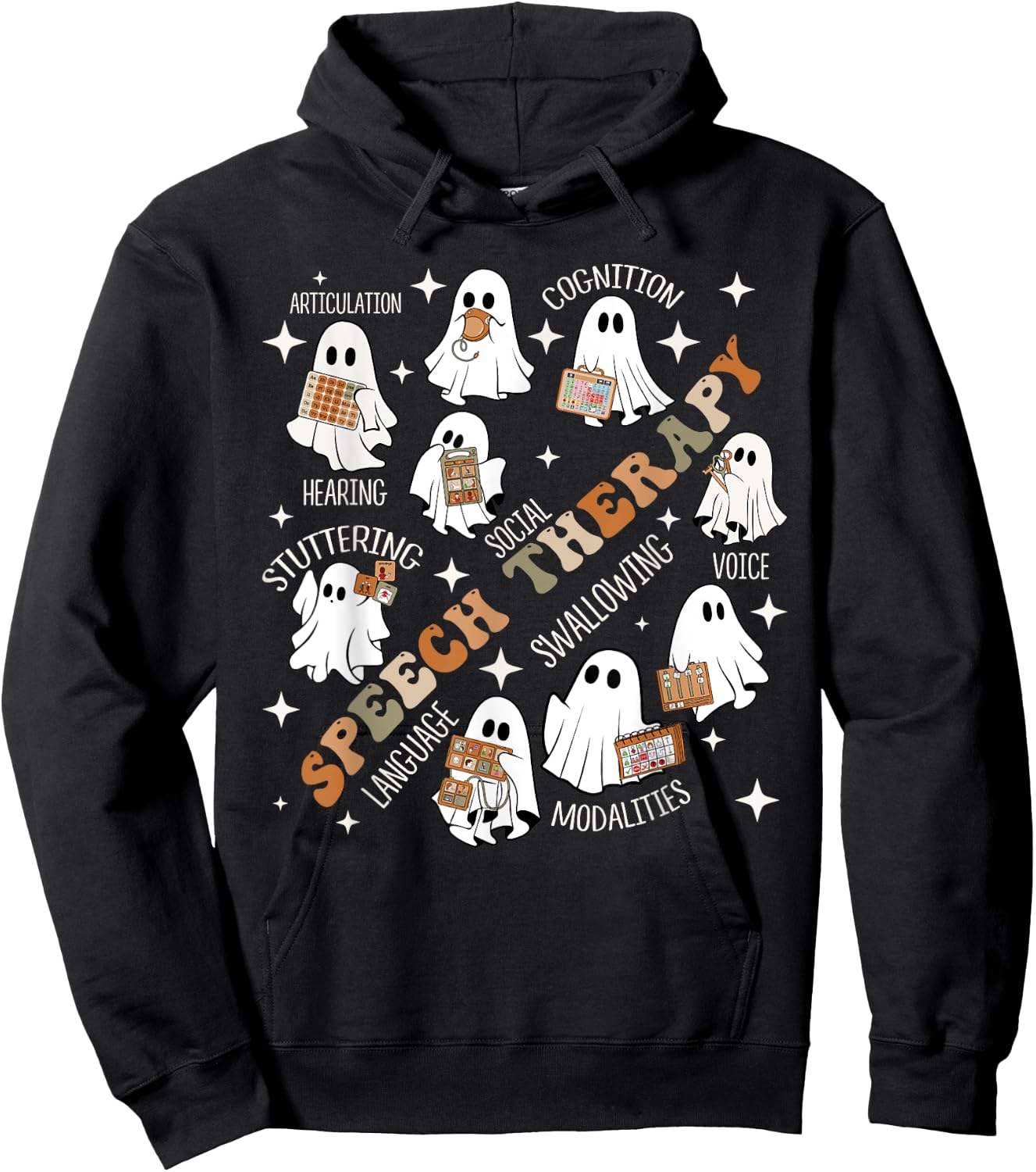 Speech Therapy Halloween Shirt SLP Halloween Spooky Hoodie - Hoodie | Black