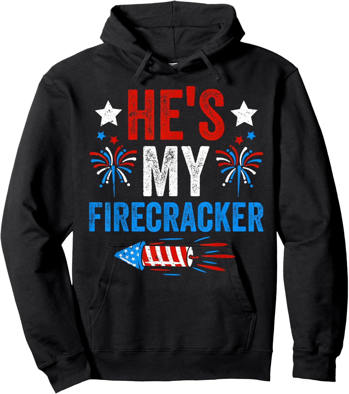 He's My Firecracker His And Hers 4th of July Couples Hoodie - Hoodie | Black