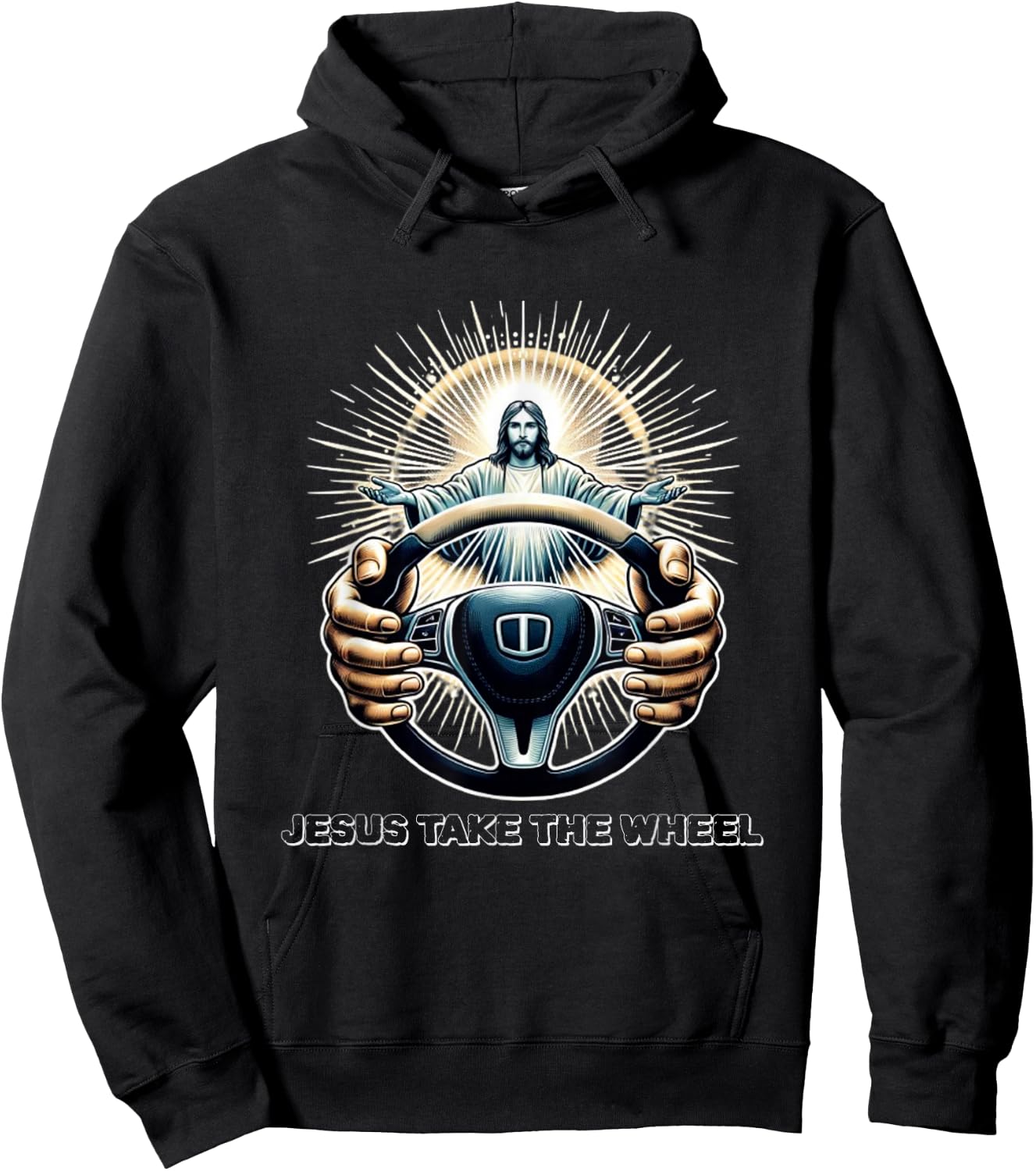 Faithful Sapparelring Co.-Jesus Take The Wheel Jesus Take The Wheel: Divine Guidance-Christian-Faith-Bible Hoodie - Hoodie | Black
