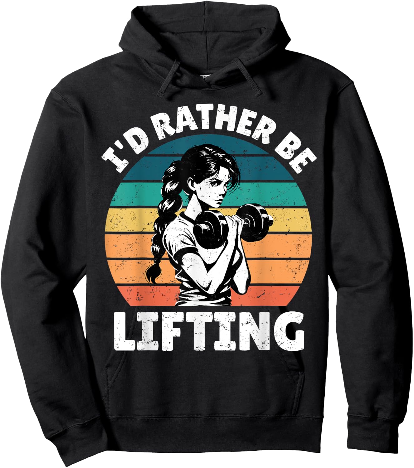 I'd Rather Be Lifting Funny Gym Vintage Sunset Fitness Hoodie - Hoodie | Black