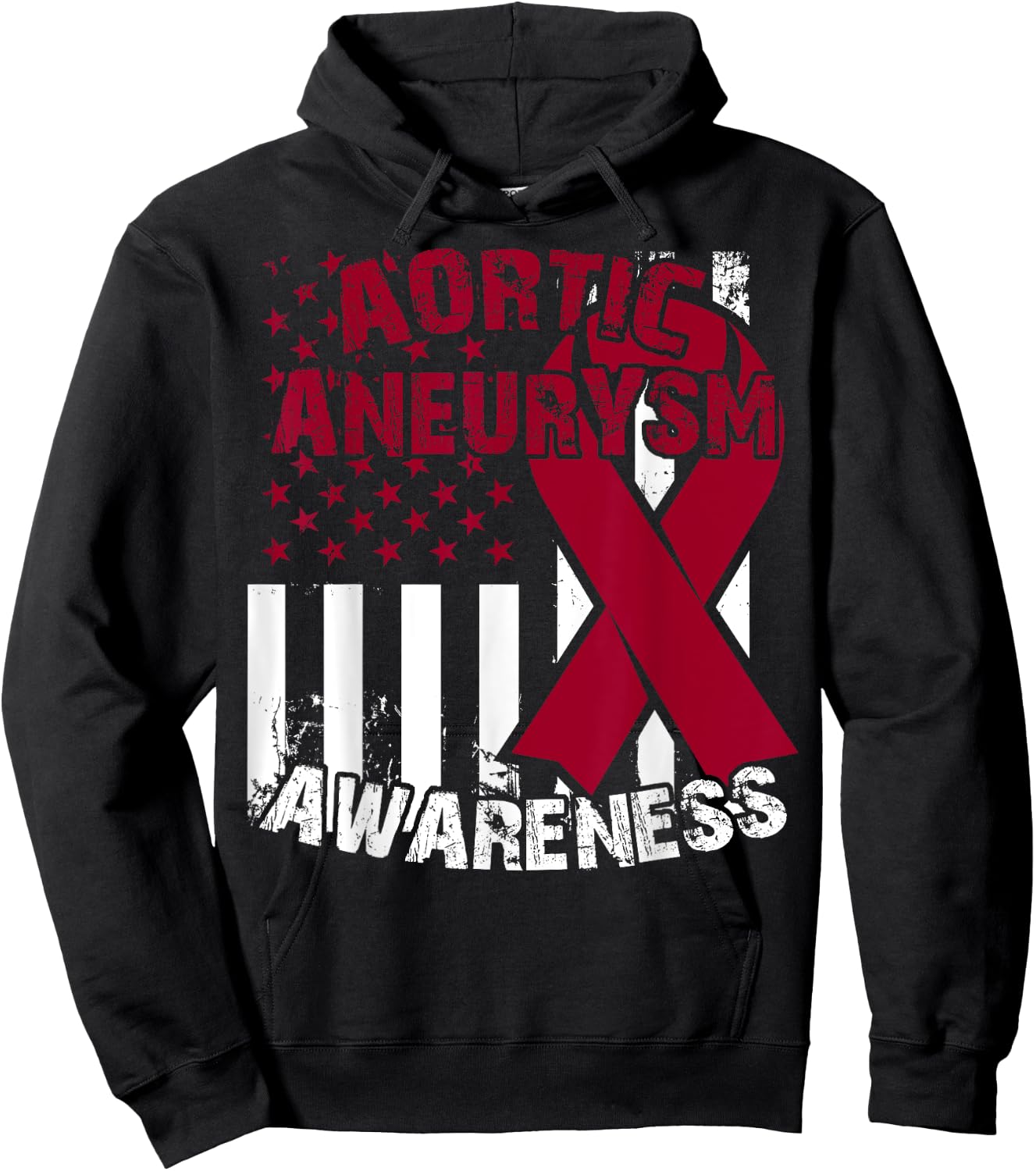 Burgundy Awareness Ribbon - Aortic Aneurysm T Shirt Hoodie - Hoodie | Black