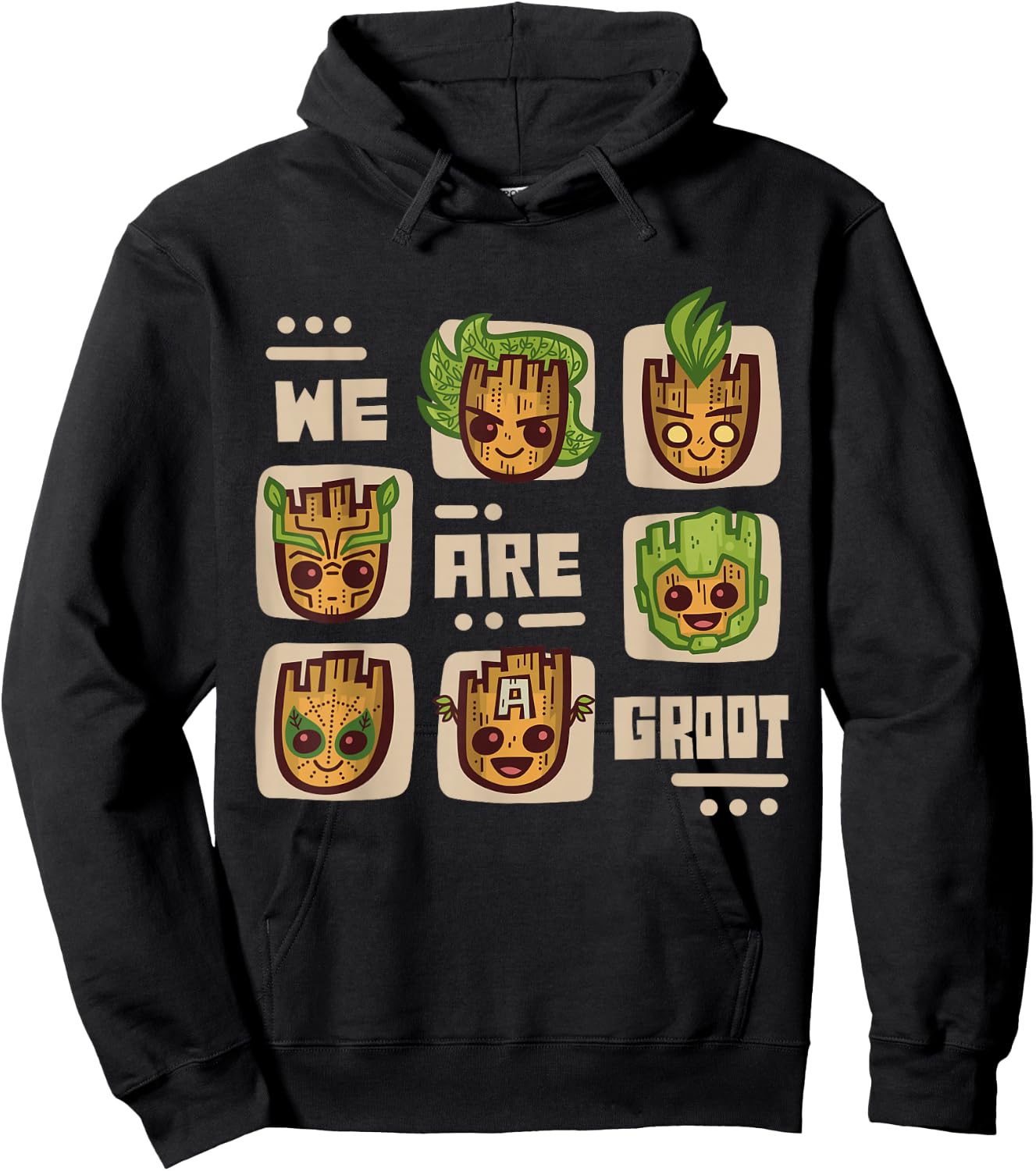 Marvel 85th Anniversary We are Groot Super Hero Impressions Hoodie - Hoodie | Black