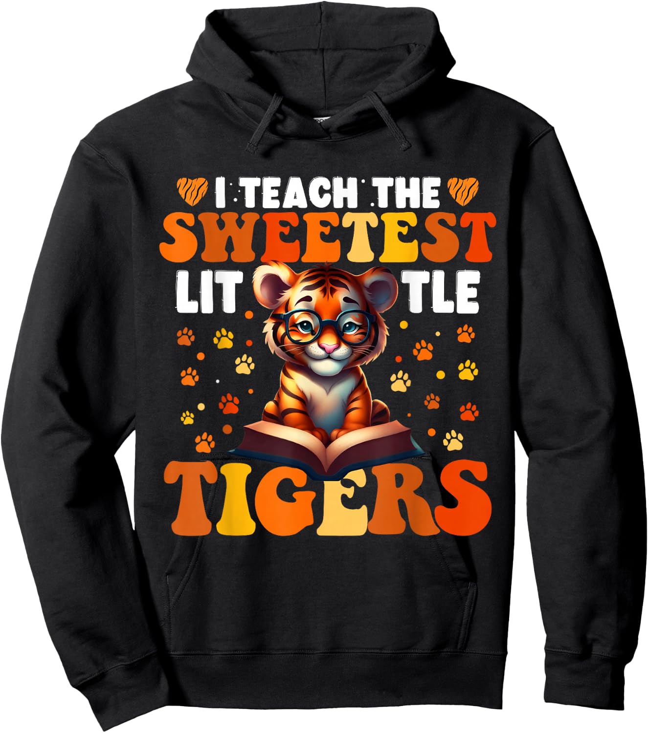 I Teach The Sweetest Little Tigers Groovy Teaching Kids Hoodie - Hoodie | Black