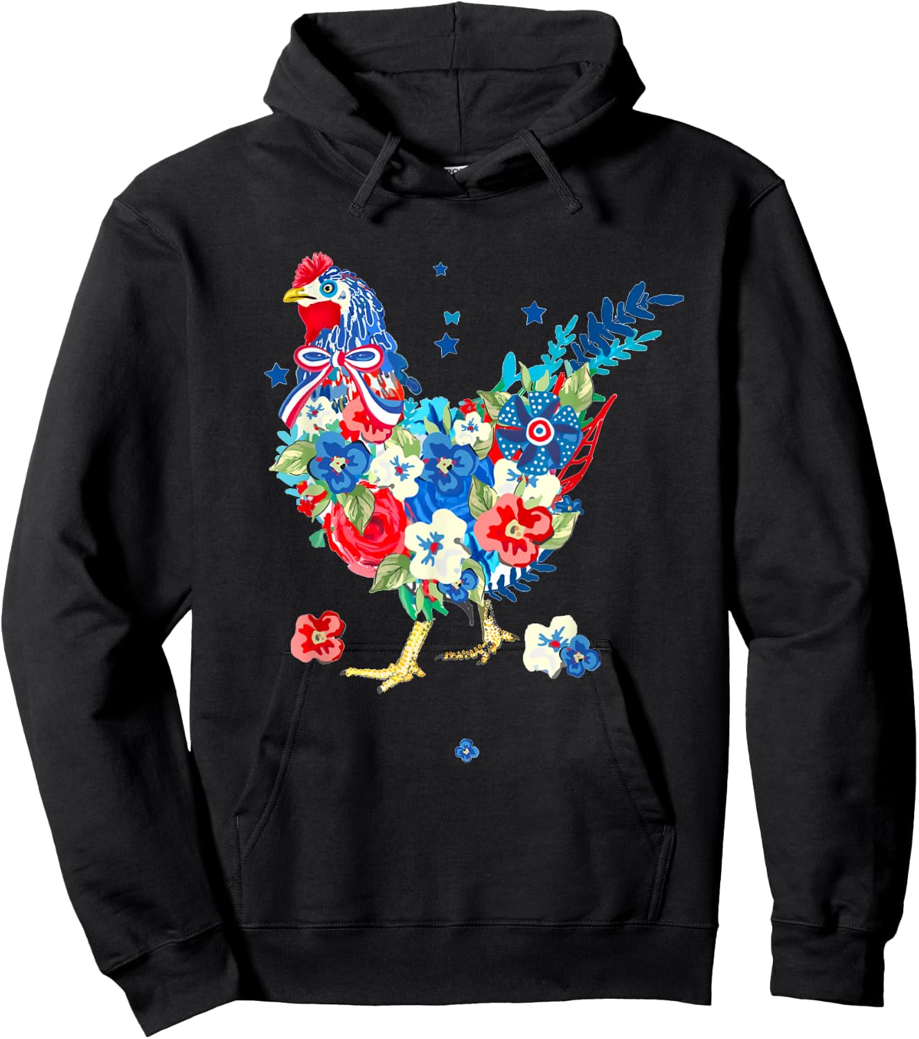 USA American Flag Chicken Lover 4th of July Patriotic Farmer Hoodie - Hoodie | Black