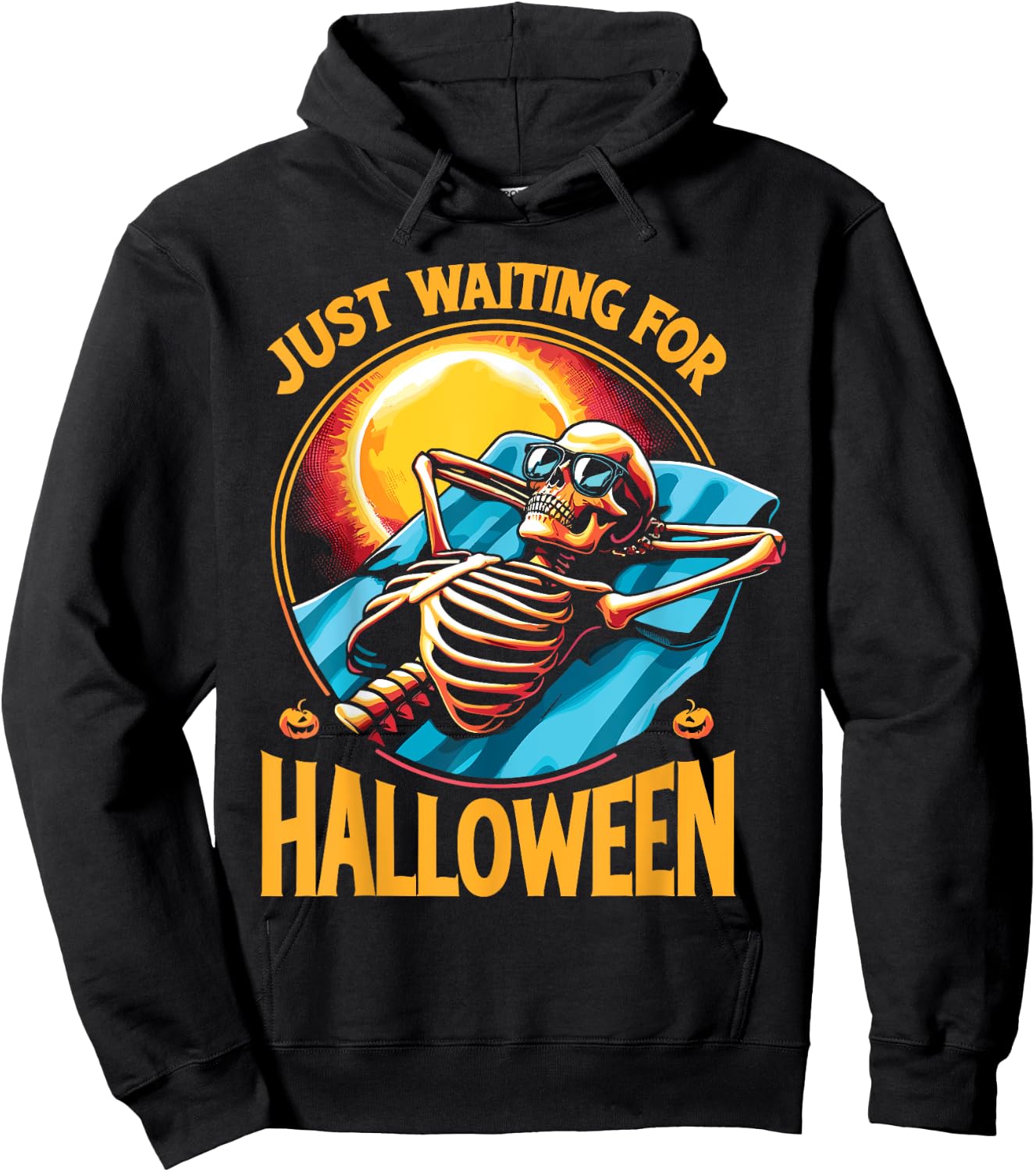 Just Waiting For Halloween Summerween Skeleton Beach Hoodie - Hoodie | Black