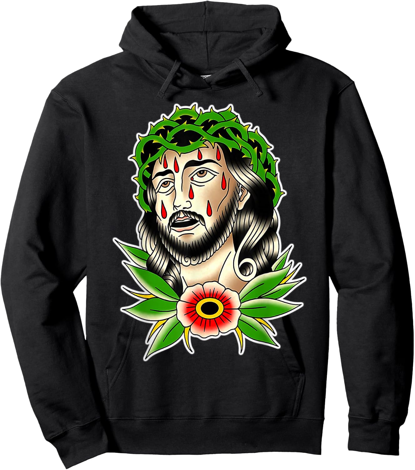 Jesus Christ Traditional Tattoo Flash Hoodie - Hoodie | Black