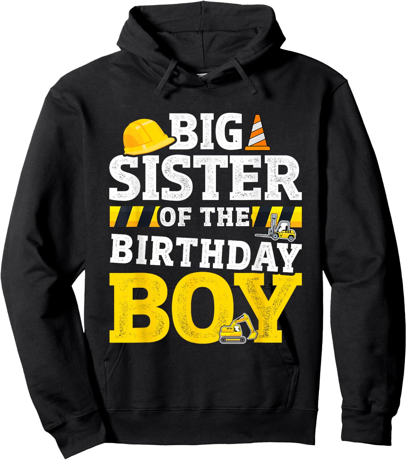 Big sister birthday boy matching family construction party Hoodie - Hoodie | Black