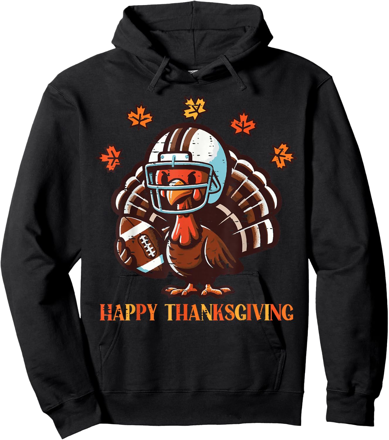 Happy Thanksgiving American Football Turkey Men Boys Kids Hoodie - Hoodie | Black