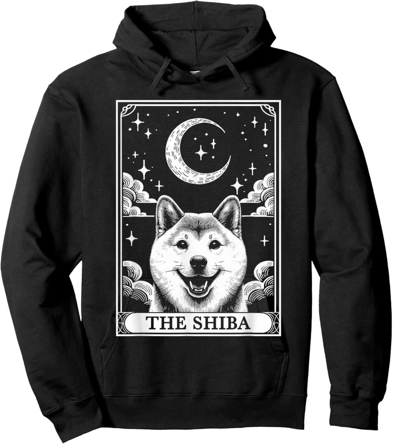 Tarot Card Vintage Crescent Moon Shiba Inu Dog Mom Hoodie - Hoodie | Black