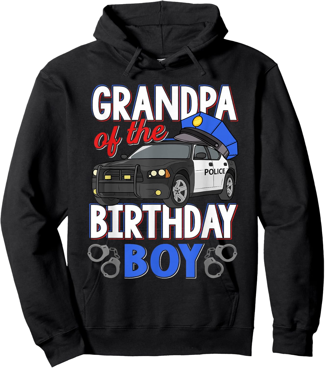 Grandpa Of The Birthday Boy Policeman Officer Party Hoodie - Hoodie | Black