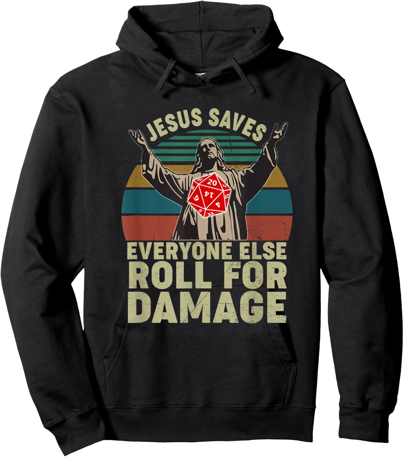 Vintage Jesus Saves Everyone Else Roll For Damage Hoodie - Hoodie | Black