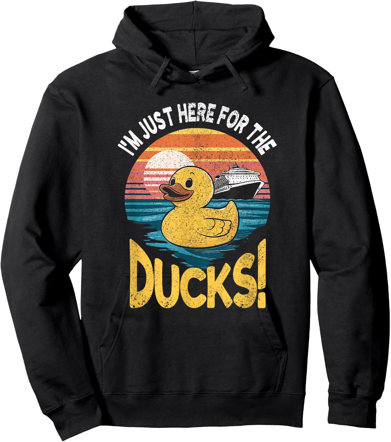 Just Here For The Duck Duck Cruise Funny Family Cruising Hoodie - Hoodie | Black