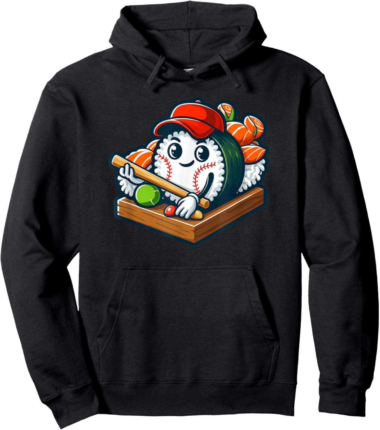 Baseball Sushi Playing Baseball Hoodie - Hoodie | Black
