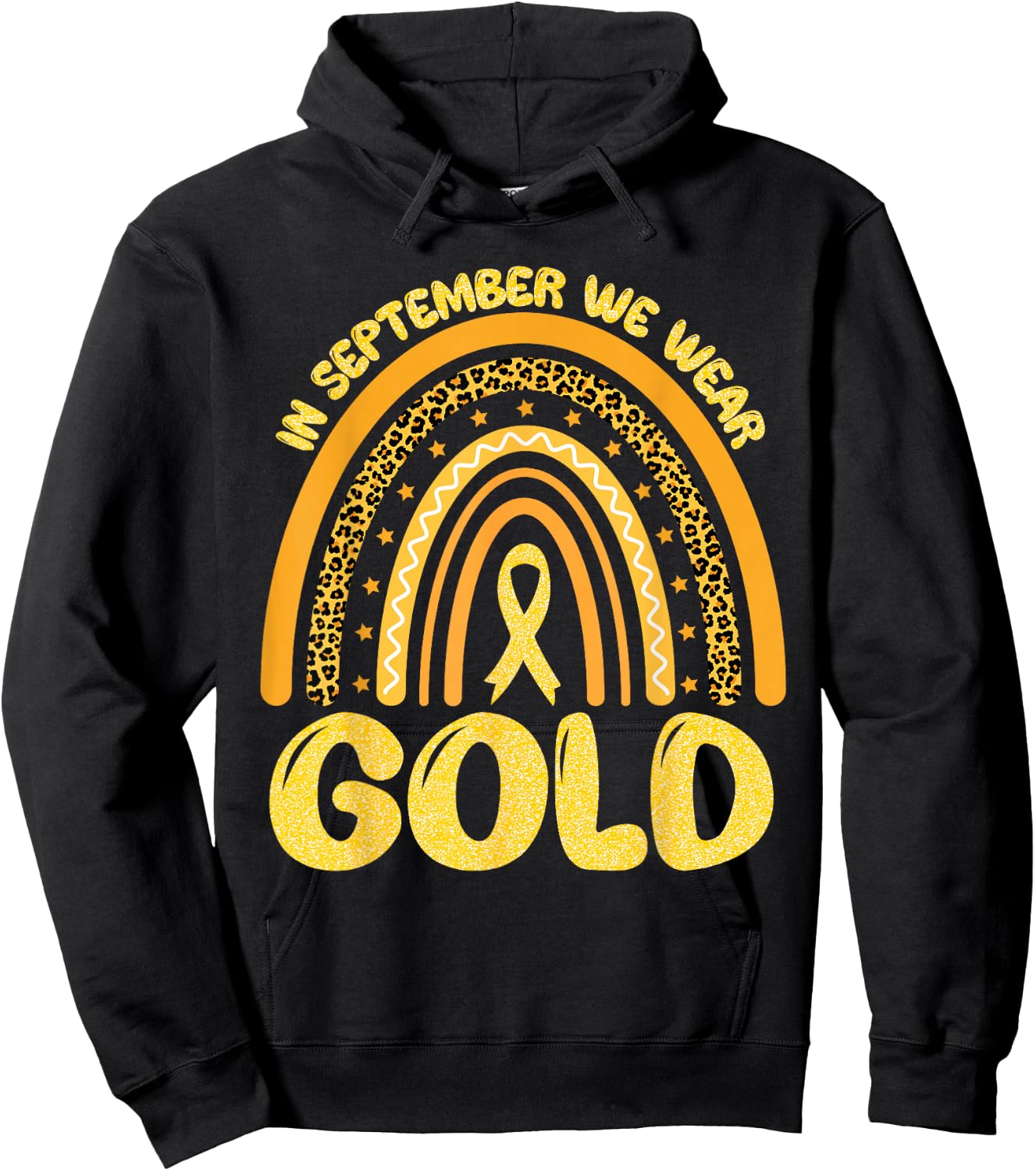 In September We Wear Gold Ribbon Childhood Cancer Awareness Hoodie - Hoodie | Black