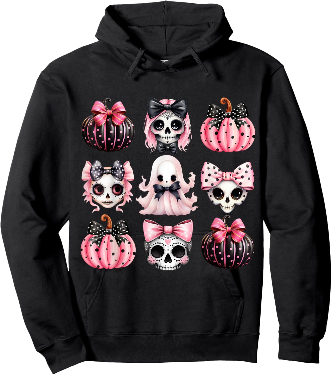 Cute Coquette Halloween Bows Black Pink Halloween Girl Women Hoodie - Hoodie | Black
