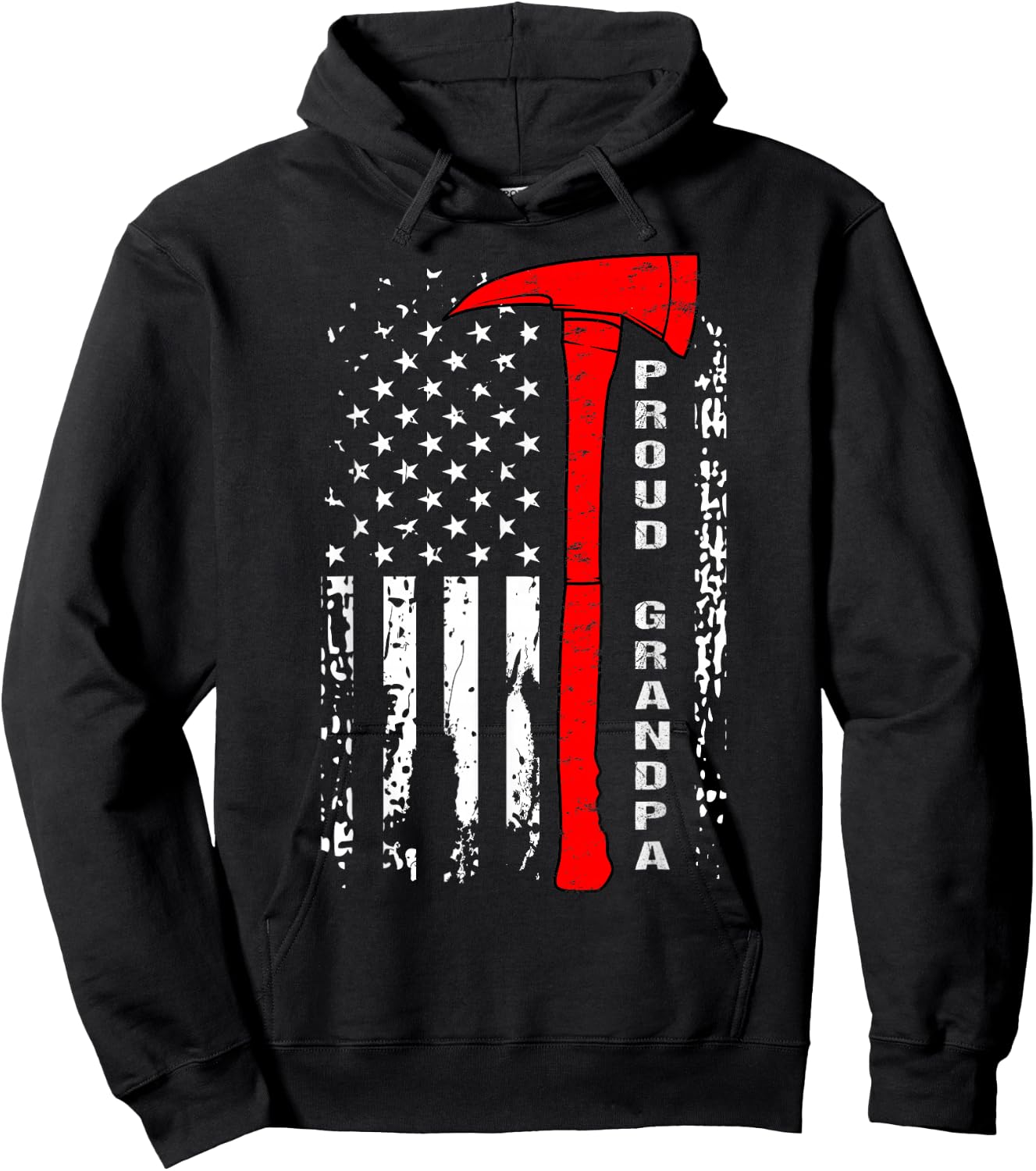 Firefighter Grandpa Shirt Proud Grandfather Firefighter Gift Hoodie - Hoodie | Black